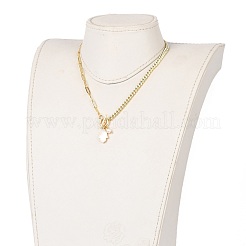 Collares con colgante de mano de hamsa de concha natural&nbsp;NJEW-JN03240-04