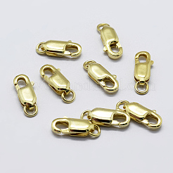 925スターリングシルバーカニカン  スタンプ925個付き  ゴールドカラー  10.5mm  穴：1mm&nbsp;X-STER-K167-075A-G