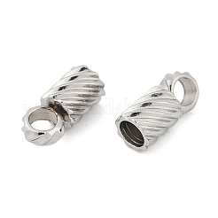 変色しにくい304ステンレススチールコードエンド  コラム  ステンレス鋼色  7x3mm  穴：1.8mm  内径：2mm&nbsp;STAS-Z084-07P-01
