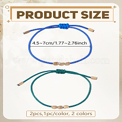 2шт 2 цвета латунные бусины плетеные браслеты из бусин для мужчин и женщин&nbsp;BJEW-LP0012-21