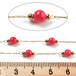 Круглые цепочки ручной работы из окрашенного натурального малайзийского нефрита с бусинами CHS-P019-08G-C