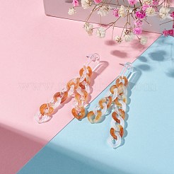 女性用アクリルカーブチェーンタッセルダングルスタッドピアス  砂茶色  78x11x3mm  ピン：0.7mm&nbsp;EJEW-JE04767-05