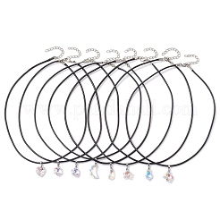 8 шт. 8 стиля гальванизированного стекла сердце цветок луна подвеска ожерелье&nbsp;NJEW-JN05136