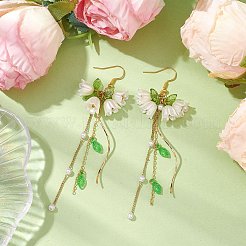Серьги с подвесками из цветочного акрила EJEW-JE05881