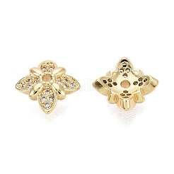 Tappi di perline in zirconia cubica trasparente micro pavé in ottone&nbsp;KK-Q071-09G-02