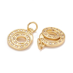Placage en rack en laiton écologiques micro pave breloques en zircone cubique transparente&nbsp;KK-D072-01G-G-NR