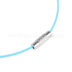 鋼線のブレスレットコードDIYのジュエリー作り  真鍮製ネジ式クラスプ付き  空色  225x1mm&nbsp;TWIR-R004-14