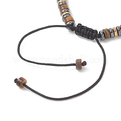 Браслеты из немагнитных синтетических гематитовых и натуральных бусин из тигрового глаза&nbsp;BJEW-JB13298