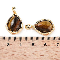 Подвески-капли из натурального тигрового глаза&nbsp;KK-C051-59G-02