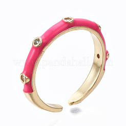 Латунные кольца из манжеты с прозрачным цирконием RJEW-S045-063-NR