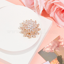 1 шт. броши-цветы из латуни с прозрачным кубическим цирконием JEWB-BBC0001-04