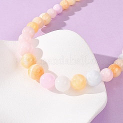Collares redondos de cuentas de jade natural verde teñido&nbsp;GG-CBAA808-05P-A