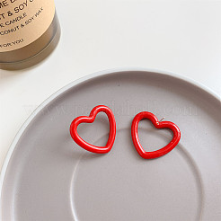 女の子向けの焼き絵用アクリルスタッドピアス  ハート形  レッド  11mm&nbsp;WGB8143-03