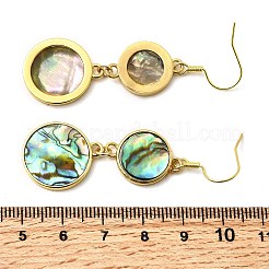 Серьги-подвески из натуральной латунной раковины морского ушка EJEW-F388-01F-G