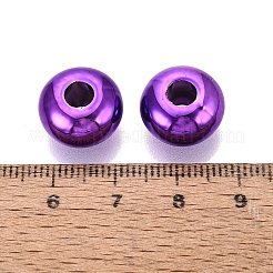 UVメッキ不透明アクリルヨーロピアンビーズ  大穴ビーズ  虹色の  ロンデル  暗い蘭  14x8mm  穴：4.8mm&nbsp;PACR-T017-19M-04