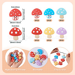 12 шт. 6 вида фокальных бусин из пищевого экологически чистого силикона в форме гриба&nbsp;SIL-TA0001-92