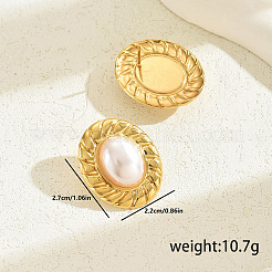 Серьги-гвоздики из нержавеющей стали 201 с винтажным искусственным жемчугом JD3123-1