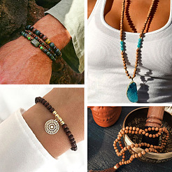 400шт 4 стиля бусины из натурального дерева WOOD-TA0001-71