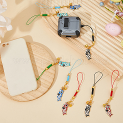 8 шт. 4-цветные эмалевые ремешки для мобильных телефонов&nbsp;HJEW-DC00098