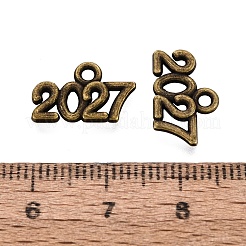 新年のチベット風合金チャーム  ナンバー2027チャーム  アンティークブロンズ  9x14.5x1.5mm  穴：1.6mm&nbsp;FIND-N014-01AB