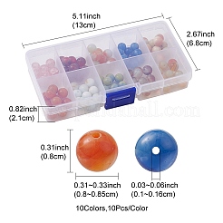 100шт 10 стиля стеклянные круглые бусины GLAA-FS0001-63