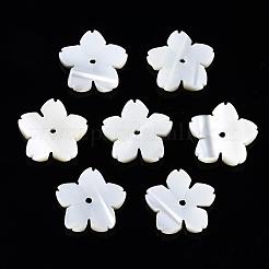 ナチュラルホワイトシェルビーズ  マザーオブパールシェルビーズ  花  貝殻色  11~12x11~12x2mm  穴：1mm&nbsp;SSHEL-S260-025