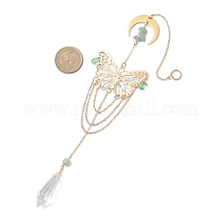 Decorazioni pendenti con farfalla in ferro e perline di avventurina verde naturale&nbsp;HJEW-TA00252