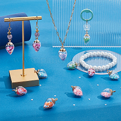 64шт 8 цвета стеклянные подвески GGLA-GA0001-07A