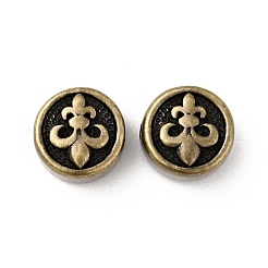 304ステンレススチールビーズ  フルール·ド·リスとフラットラウンド  アンティークブロンズ  10x6mm  穴：1.6mm&nbsp;STAS-C055-01AB