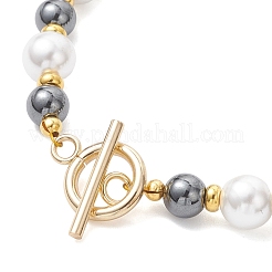 Браслеты из ракушечного жемчуга и немагнитного синтетического гематита для женщин&nbsp;BJEW-JB12897