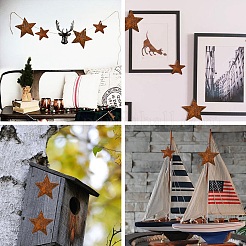 Наборы для самостоятельного изготовления подвесных украшений из ржавого железа и джутового шнура&nbsp;DIY-YW0010-27