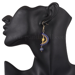 Boucles d'oreilles avec pendentif en lapis-lazuli naturel&nbsp;EJEW-MZ00544-01