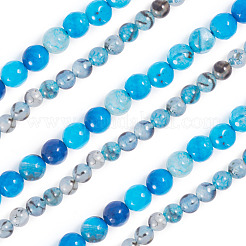 2 нить 2 стиля окрашенных натуральных бусин из агата с рисунком в виде вен дракона G-TA0002-44