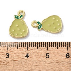 フルーツ合金エナメルチャーム  梨  ライトゴールド  ダークカーキ  16x10x1mm  穴：1.5mm&nbsp;PALLOY-S058-01LG-22