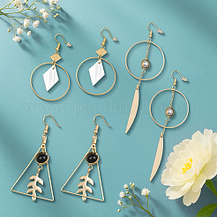 3 пара 3 стилей сережек-подвесок из сплава в форме ромба&nbsp;EJEW-HY0001-08