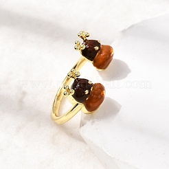 Рождественские латунные эмалевые кольца-манжеты для женщин&nbsp;RJEW-L336-04G-01