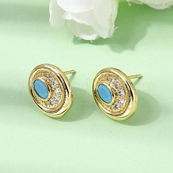 Boucles d'oreilles en laiton avec zircone cubique de micro pave&nbsp;EJEW-G471-13G-05