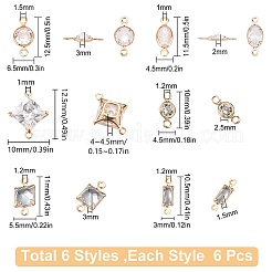 36 Stück 6 Stil Messing Micro Pave klare Zirkonia Link Verbinder&nbsp;ZIRC-SC0001-18