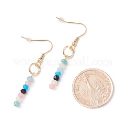 Boucles d'oreilles pendantes en perles de jade blanc naturel&nbsp;EJEW-JE04709-04