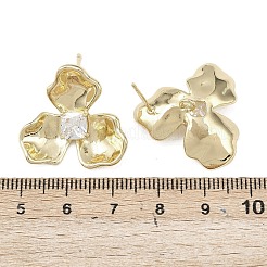 Фурнитура для сережек-гвоздиков из латуни с микропаве из прозрачных кубических цирконий KK-F921-03G