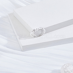女性用レター真鍮ラインストーンオープンカフリング1個  文字W  内径：17~18mm&nbsp;AJEW-LP0004-47W-S