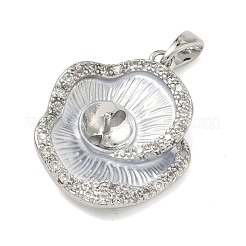 Cabochon-Anhänger mit Mikropavé aus Messing mit klaren Zirkonia-Anhängern&nbsp;KK-G556-06P