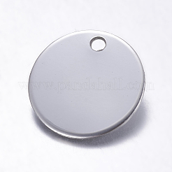 変色しないステンレススチールのブランクスタンプタグペンダント  フラットラウンド  ステンレス鋼色  20x1mm  穴：1.5~2mm&nbsp;X1-STAS-S020
