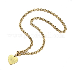 304 нержавеющая сталь кулон сердце цепочка роло ожерелья для женщин&nbsp;LS-NJEW-Q028-06G