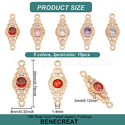 15 pièces 5 couleurs en laiton pavé de zircone cubique connecteur breloques&nbsp;ZIRC-BC0001-17