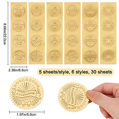 30 лист 6-х видов самоклеящихся наклеек с тиснением золотой фольгой DIY-CP0006-33
