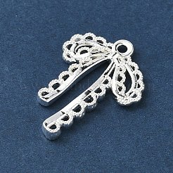合金ペンダント  ちょう結びのチャーム  銀  23x17.5x2.5mm  穴：1.4mm&nbsp;AL-CBA5B8E-07S
