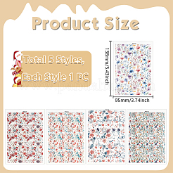 5 шт. 5 стиля цветочный узор керамика глина бумага для переноса воды&nbsp;STIC-UN0001-02