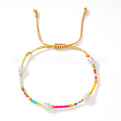 Geflochtene Armbänder aus Glasperlen und Imitationsperlen&nbsp;QM2357-1
