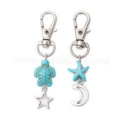 Подвеска в виде морской звезды и черепахи из искусственной бирюзы&nbsp;HJEW-JM03209-01